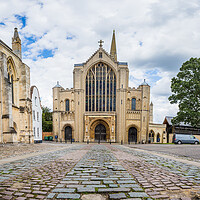 Buy canvas prints of Cobbled lines lead to Norwich Cathedral by Jason Wells