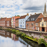 Buy canvas prints of Colourful houses along the River Wensum by Jason Wells