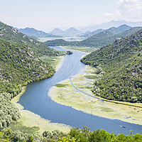 Buy canvas prints of Green and blue view to Lake Skadar by Jason Wells