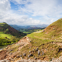 Buy canvas prints of Rocks and slopes around Castell Dinas Bran by Jason Wells