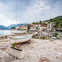 Buy canvas prints of Boats in Perast marina by Jason Wells