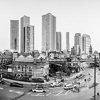 Buy canvas prints of Deansgate panorama in black and white by Jason Wells