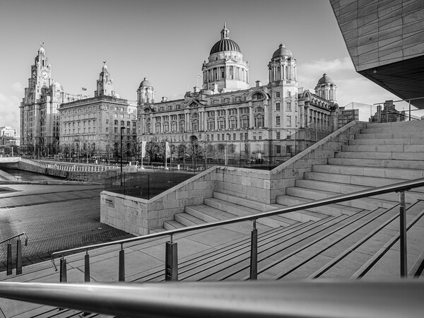 Liverpool waterfront in monochrome Picture Board by Jason Wells