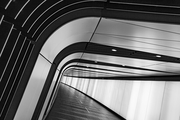 Kings Cross light tunnel in black and white Picture Board by Jason Wells