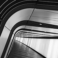 Buy canvas prints of Kings Cross light tunnel in black and white by Jason Wells