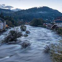 Buy canvas prints of Long exposure of the River Dee in Llangollen at dusk by Jason Wells