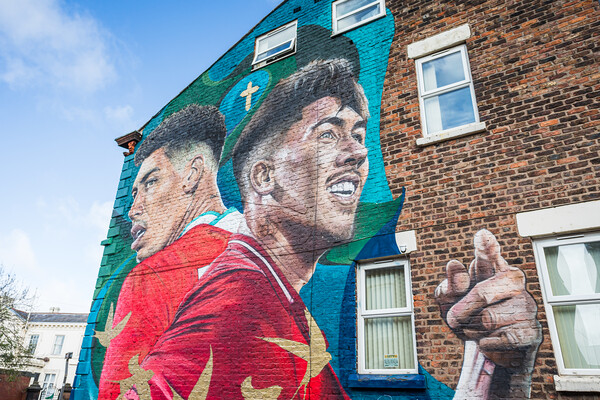 Bobby Firmino mural in front of Anfield Picture Board by Jason Wells