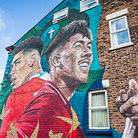 Buy canvas prints of Bobby Firmino mural in front of Anfield by Jason Wells