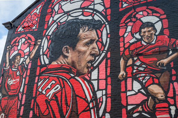 Robbie Fowler mural up close Picture Board by Jason Wells