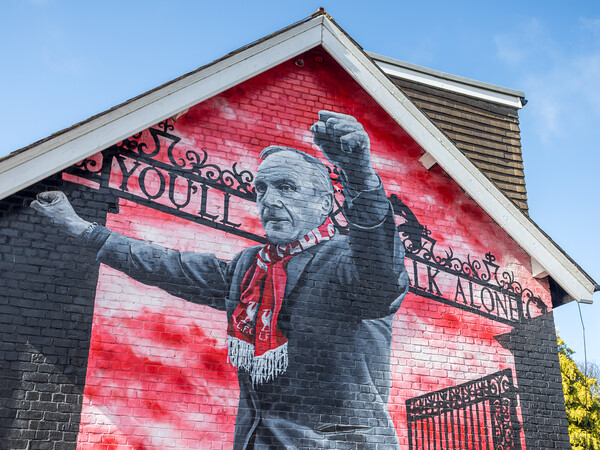 Anfield Road Bill Shankly Mural Picture Board by Jason Wells