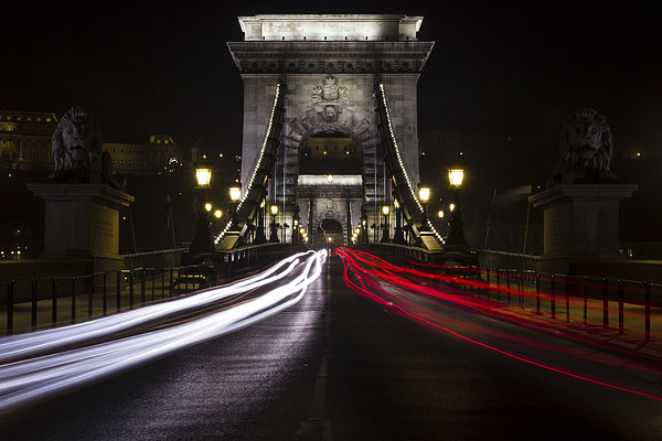 Traffic trails over Chain Bridge Picture Board by Jason Wells