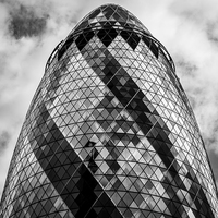Buy canvas prints of The Gherkin building in monochrome by Jason Wells
