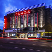 Buy canvas prints of  Plaza cinema in the blue hour by Jason Wells