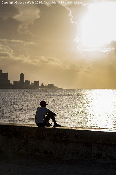  Boy fishes in Havana Picture Board by Jason Wells