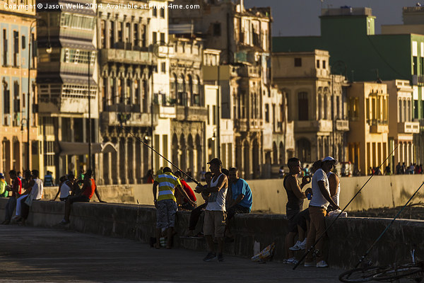 Locals gather on the seawall of Havana Picture Board by Jason Wells