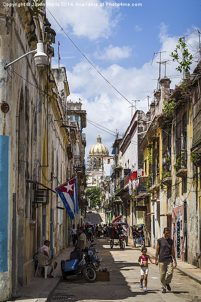  Street in Havana leading to the Capitol Picture Board by Jason Wells