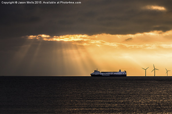  Sunset over the Seatruck Picture Board by Jason Wells