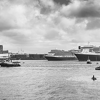 Buy canvas prints of   Three Queens panorama (mono) by Jason Wells