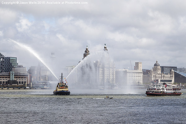  Fire boat spraying water Picture Board by Jason Wells