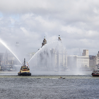 Buy canvas prints of  Fire boat spraying water by Jason Wells