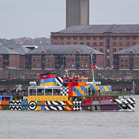 Buy canvas prints of  Dazzle ferry on the Mersey by Jason Wells