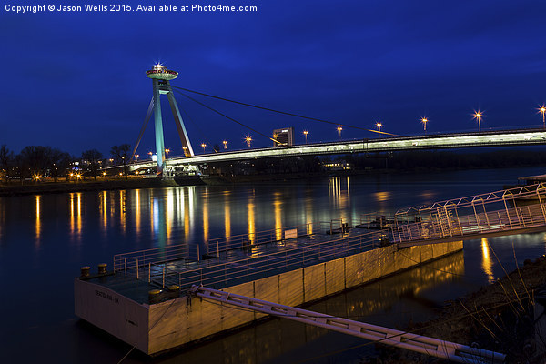 Reflections of the UFO Bridge during the blue hour Picture Board by Jason Wells