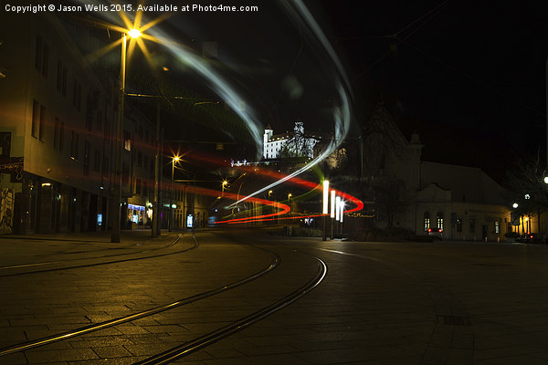 Tram trails heading towards Bratislava Castle Picture Board by Jason Wells