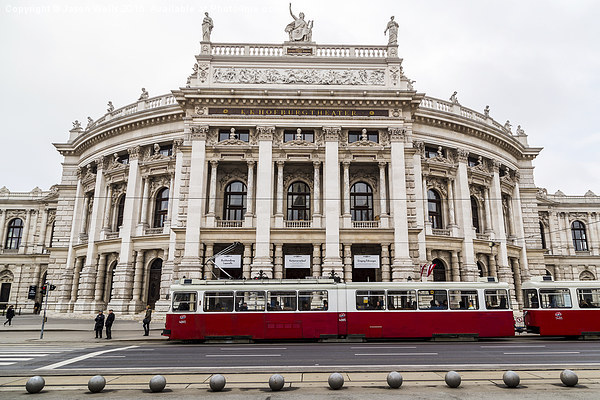 Tram in front of the KK Hofburgtheater by day Picture Board by Jason Wells
