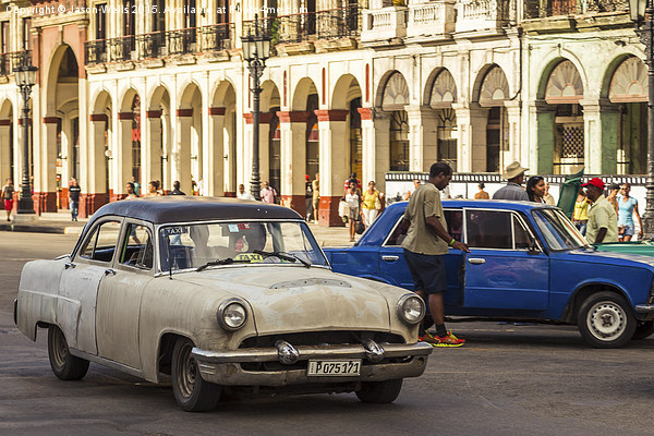 A classical car travels along Paseo de Marti Picture Board by Jason Wells