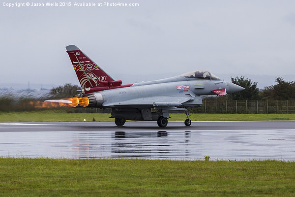 RAF Typhoon taking off in the rain Picture Board by Jason Wells