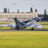 Buy canvas prints of  The Vulcan rolls down the runway by Jason Wells