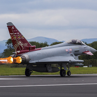 Buy canvas prints of Afterburners lit on an RAF Typhoon by Jason Wells