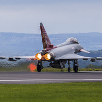 Buy canvas prints of Panorama of an RAF Typhoon taking off by Jason Wells