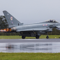 Buy canvas prints of RAF Typhoon roars down the runway by Jason Wells