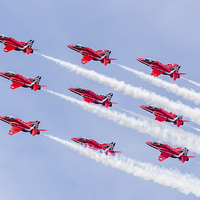 Buy canvas prints of Red Arrows diamond nine at RIAT by Jason Wells