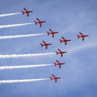 Buy canvas prints of Wing tip vortices behind the Red Arrows by Jason Wells