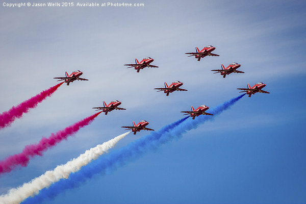 Red Arrows in tight formation Picture Board by Jason Wells