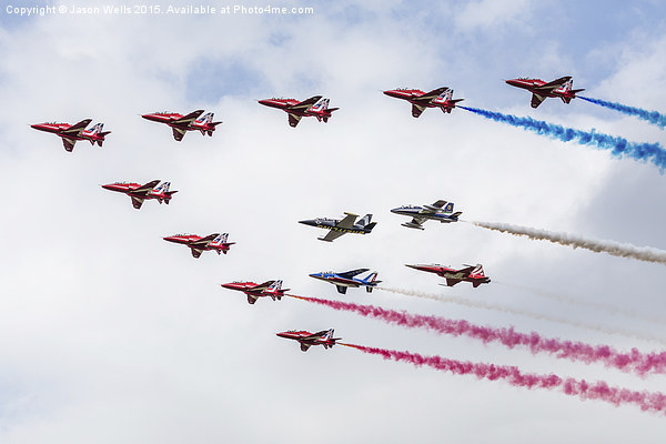 Red Arrows 50th anniversary flypast Picture Board by Jason Wells