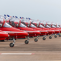Buy canvas prints of Red Arrows lined up on the ground by Jason Wells