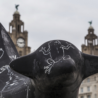 Buy canvas prints of Mini lambanana in front of the Liver Building by Jason Wells