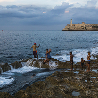 Buy canvas prints of Backflipping off the Malecon by Jason Wells