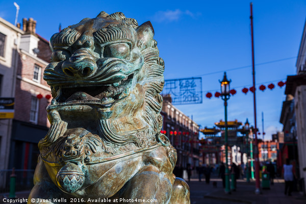 Lion statue at Liverpool's Chinatown Picture Board by Jason Wells