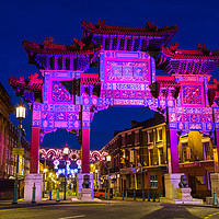 Buy canvas prints of Archway in Liverpool's Chinatown at twilight by Jason Wells