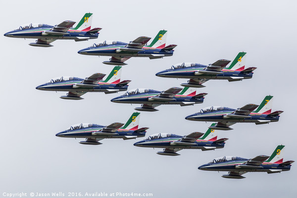 Nine of the Frecce Tricolori display team in tight Picture Board by Jason Wells