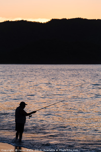 Silhouette of a tico fishing Picture Board by Jason Wells