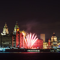 Buy canvas prints of Fireworks at Pier Head by Jason Wells