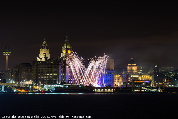 Fireworks on the Liverpool waterfront Picture Board by Jason Wells