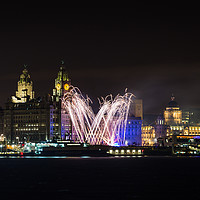 Buy canvas prints of Fireworks on the Liverpool waterfront by Jason Wells