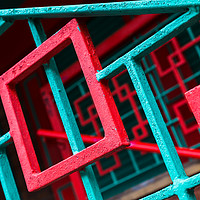 Buy canvas prints of Abstract railings in Chinatown by Jason Wells