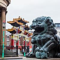 Buy canvas prints of Lion Statue in Liverpool's Chinatown by Jason Wells